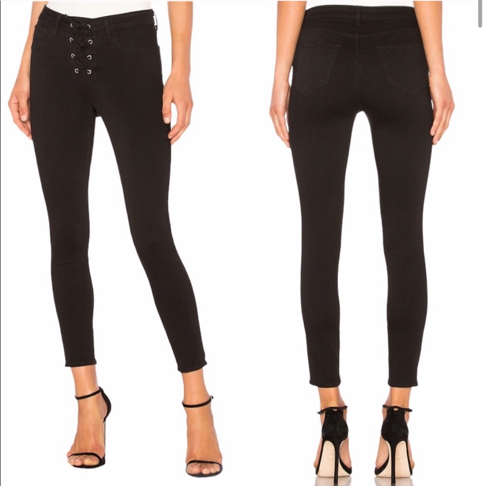 L’Agence Cherie high rise lace up skinny jeans